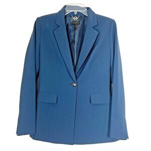 Donna Karan Blazer Womens 2 Navy Colonial Jacket One Button Lined Professional